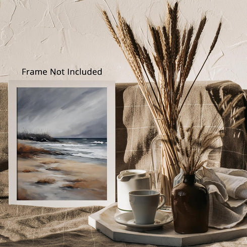 Posterizer 1 pcs-the sea and the beach in winter in oil painting style-4-Landscape & Nature Art-GIft for Men Women Teens-Dining Room Decor- unfram...